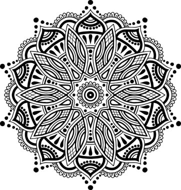 Mandala deseni siyah beyaz iyi ruh hali.
