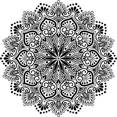 Mandala deseni siyah beyaz iyi ruh hali.