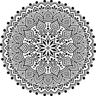 Mandala deseni siyah beyaz iyi ruh hali.