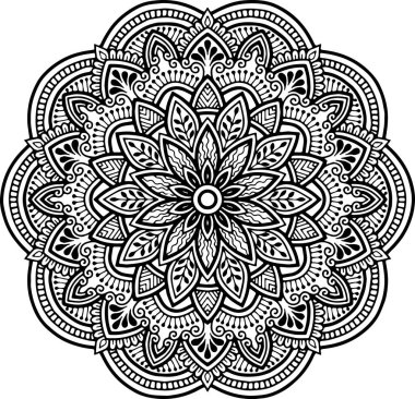 Mandala deseni siyah beyaz iyi ruh hali.
