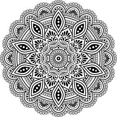 Mandala deseni siyah beyaz iyi ruh hali.