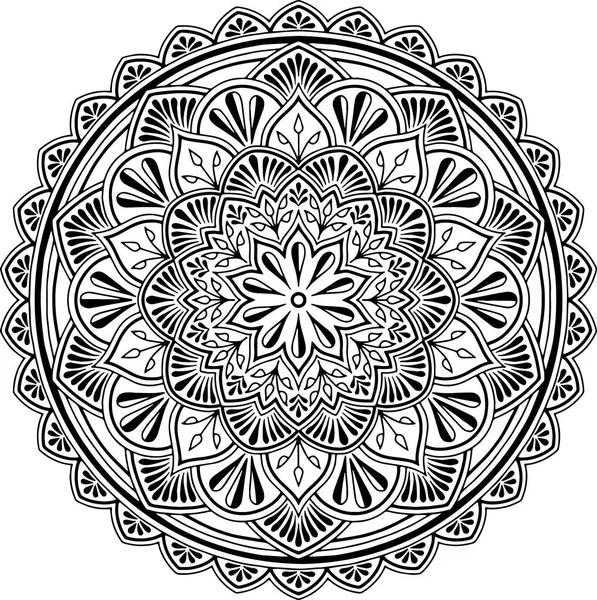 Patrón Mandala Blanco Negro Buen Humor — Vector de stock