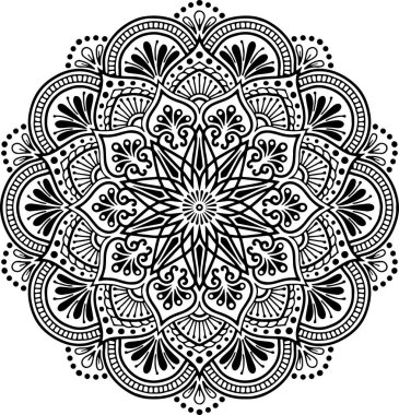 Mandala deseni siyah beyaz iyi ruh hali.