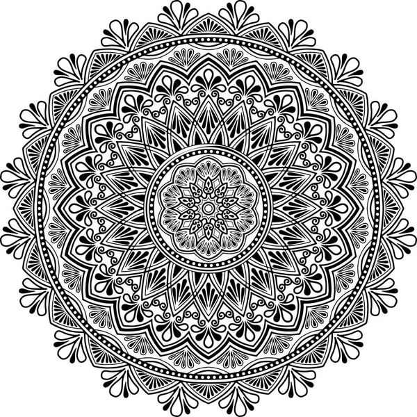 Mandala Patroon Zwart Wit Goed Humeur — Stockvector