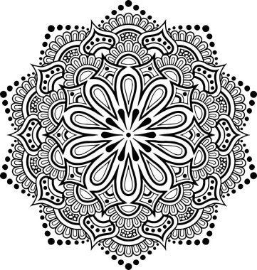 Mandala deseni siyah beyaz iyi ruh hali.
