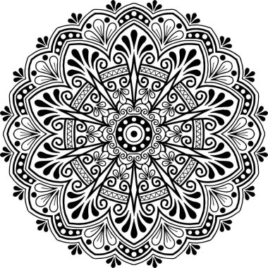 Mandala deseni siyah beyaz iyi ruh hali.