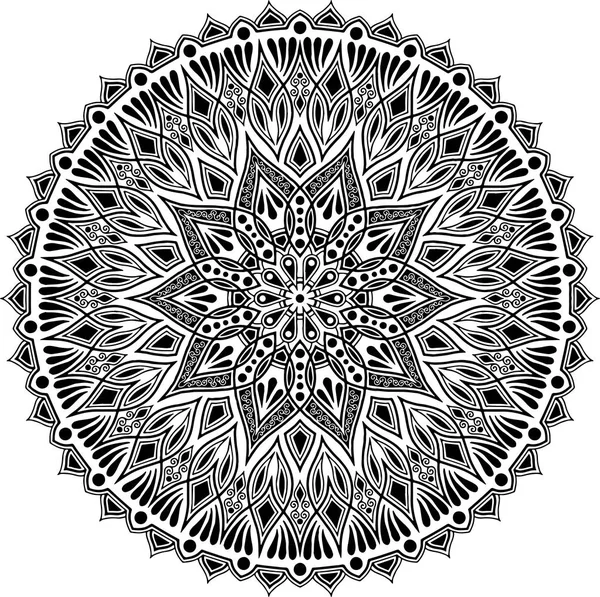 Mandala Patroon Zwart Wit Goed Humeur — Stockvector