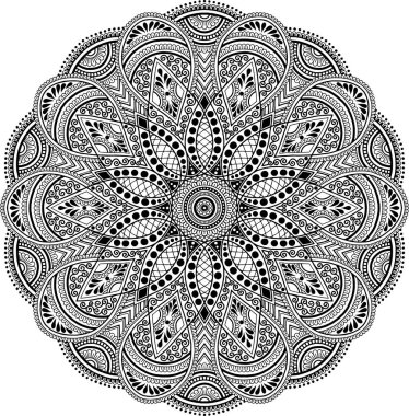 Mandala deseni siyah beyaz iyi ruh hali.