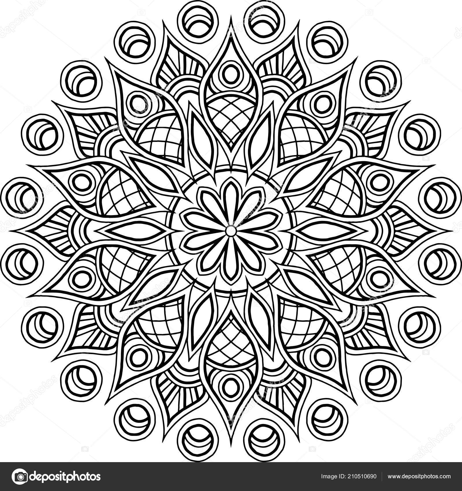Mandala Patroon Zwart Wit Goed Humeur Stockvector Tamsamtam