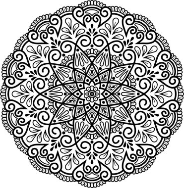 Mandala desen siyah ve beyaz