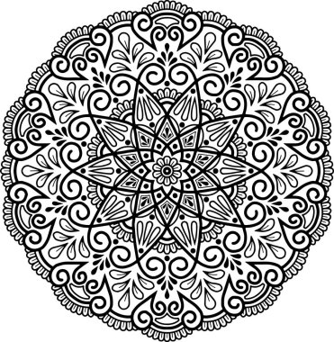 Mandala deseni siyah beyaz iyi ruh hali.