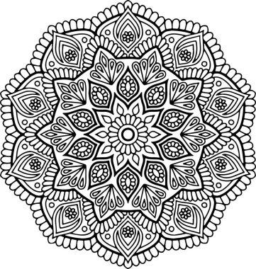 Mandala deseni siyah beyaz iyi ruh hali.