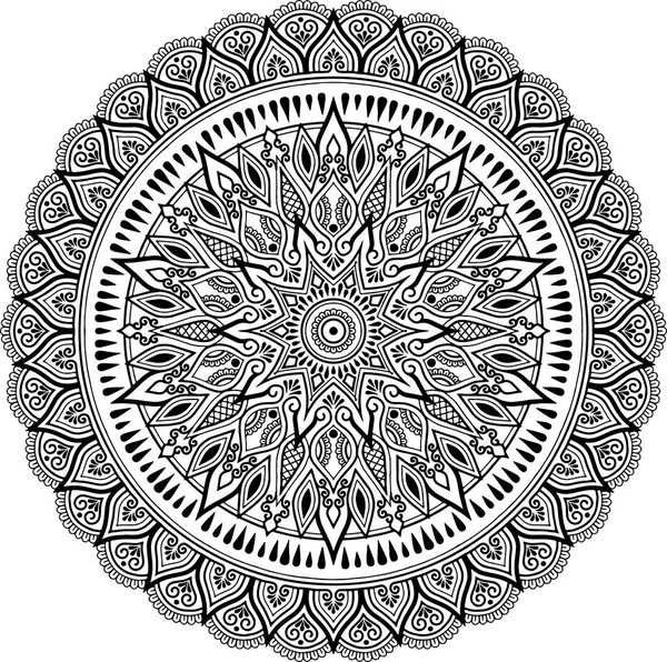 Mandala motif noir et blanc — Image vectorielle