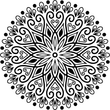 Mandala desen siyah ve beyaz