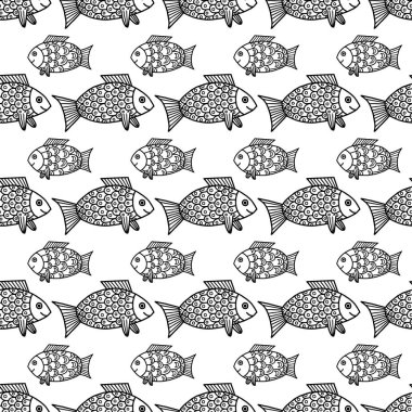 Soyut desenler balık siyah beyaz karalamalar kroki