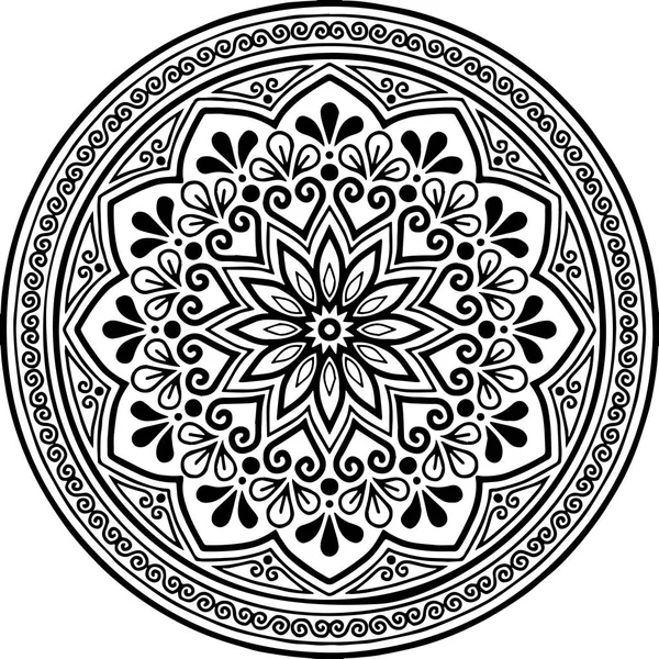 Mandala Μοτίβο Μαύρο Και Άσπρο Καλή Διάθεση — Διανυσματικό Αρχείο