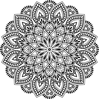 Mandala deseni siyah beyaz iyi ruh hali.