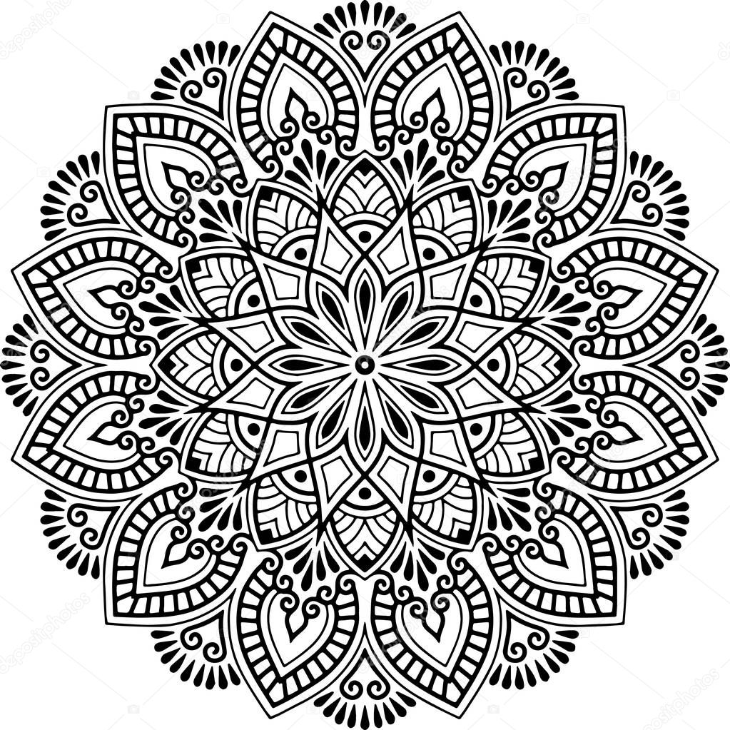 Mandala pattern black and white good mood