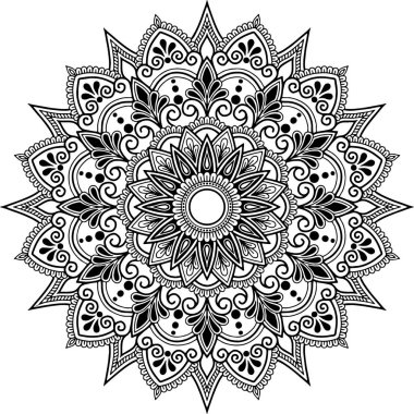 Mandala deseni siyah beyaz iyi ruh hali.