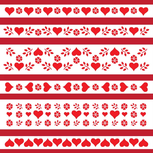 Valentine Day Hearts Curb Tape Ribbon Tape Doodles Sketch — Stock Vector