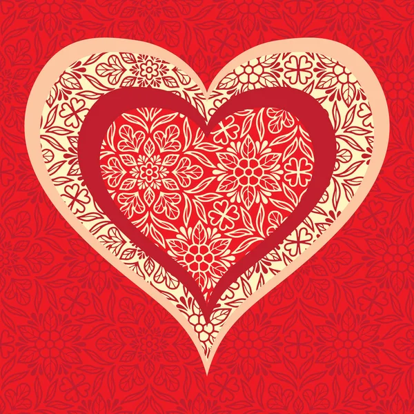 Sevgililer günü vektör klip sanat kırmızı tebrik kartı ile beyaz kağıt kalp tasarlamak tatil