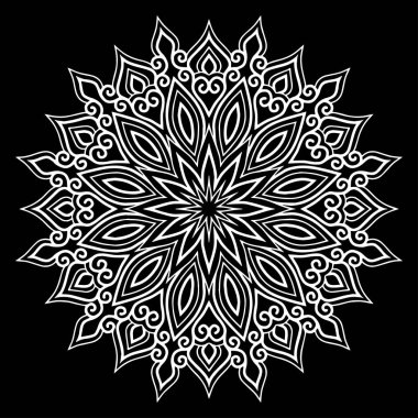 Mandala desen beyaz karalamalar keyfi kroki