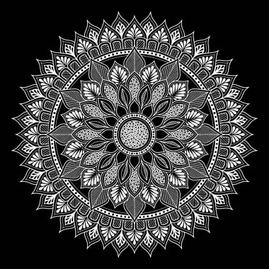 Mandala desen beyaz karalamalar keyfi kroki