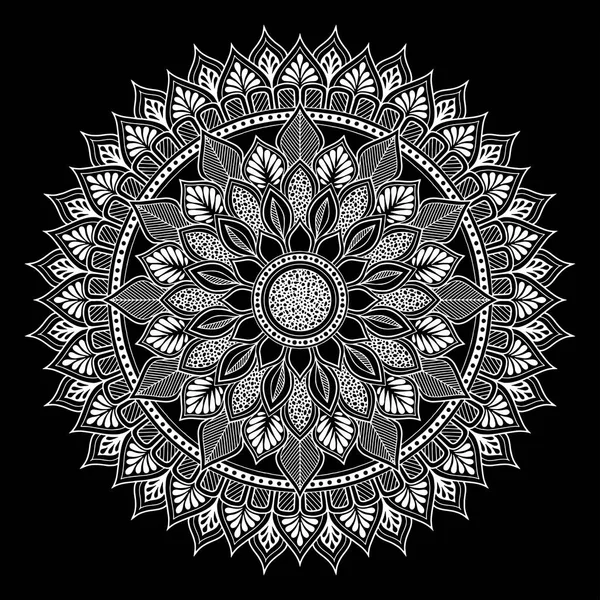 Patrón Mandala Garabatos Blancos Bosquejo Buen Humor — Vector de stock