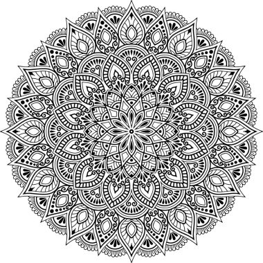 Mandala desen siyah beyaz karalamalar keyfi kroki