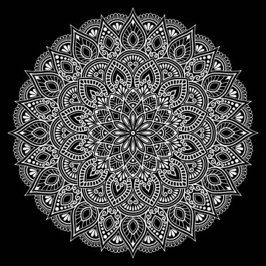 Mandala desen beyaz karalamalar keyfi kroki