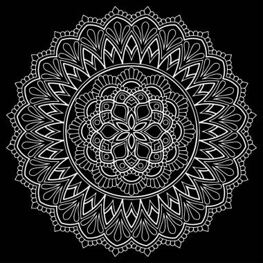 Mandala desen beyaz karalamalar keyfi kroki