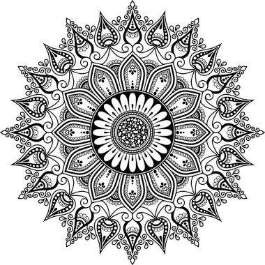 Mandala desen siyah beyaz karalamalar keyfi kroki