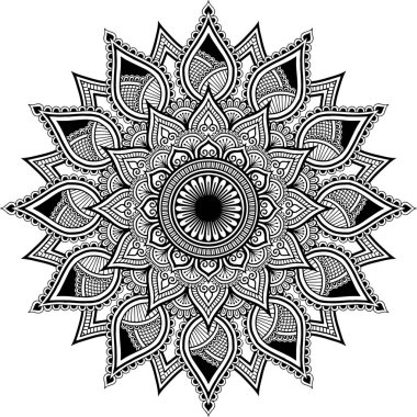 Mandala desen siyah beyaz karalamalar keyfi kroki