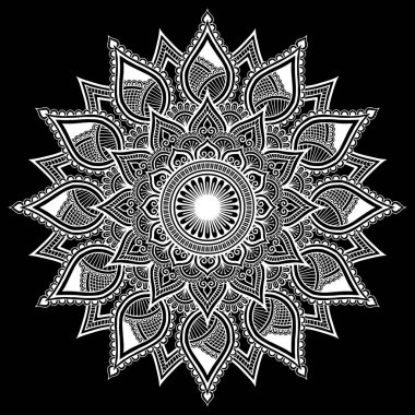 Mandala desen beyaz karalamalar keyfi kroki