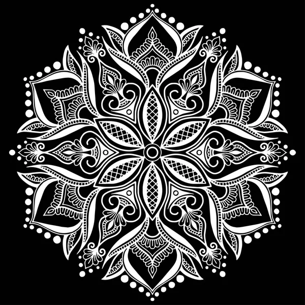 Patrón Mandala Garabatos Blancos Bosquejo Buen Humor — Vector de stock