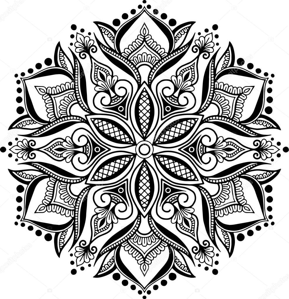 Mandala pattern black and white doodles sketch good mood