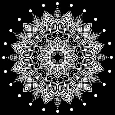 Mandala desen beyaz karalamalar keyfi kroki
