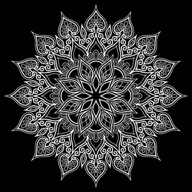 Mandala desen beyaz karalamalar keyfi kroki