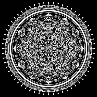 Mandala desen beyaz karalamalar keyfi kroki