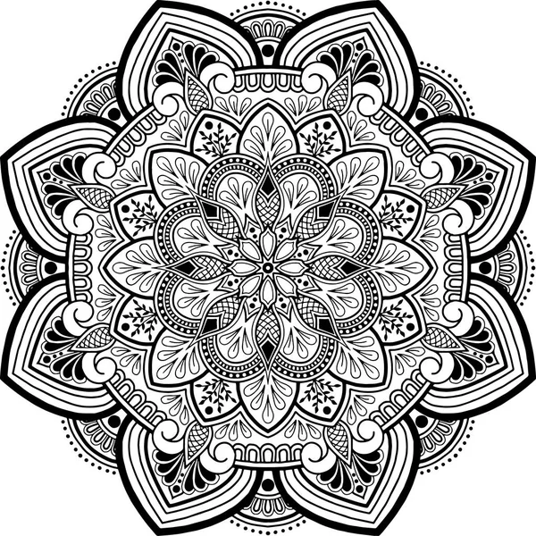 Mandala Pattern Black White Doodles Sketch Good Mood — Stock Vector