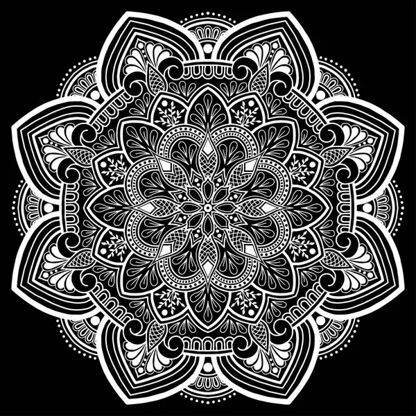 Patrón Mandala Garabatos Blancos Bosquejo Buen Humor — Vector de stock