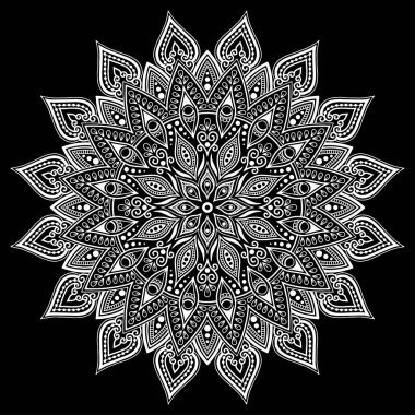 Mandala desen beyaz karalamalar keyfi kroki