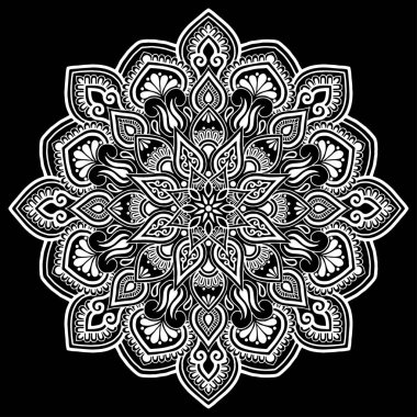 Mandala desen beyaz karalamalar keyfi kroki