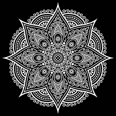 Mandala desen beyaz karalamalar keyfi kroki