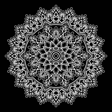 Mandala desen beyaz karalamalar keyfi kroki