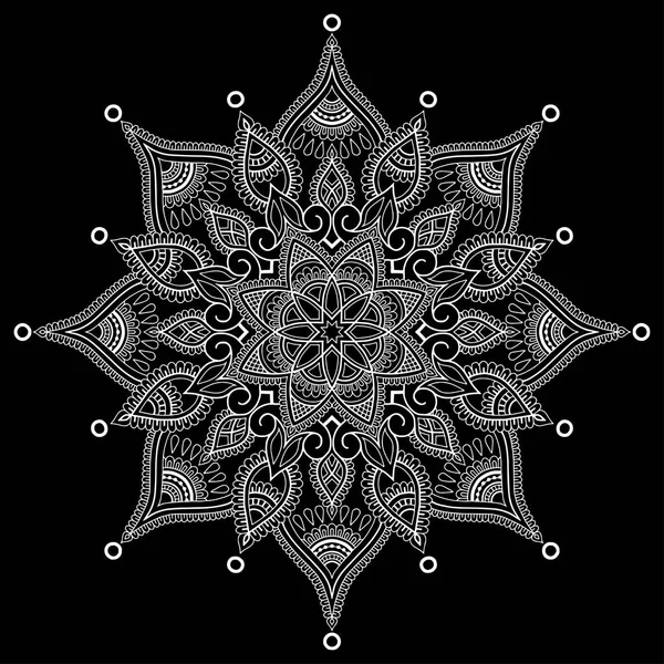 Patrón Mandala Garabatos Blancos Bosquejo Buen Humor — Vector de stock