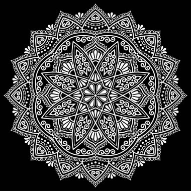 Mandala desen beyaz karalamalar keyfi kroki