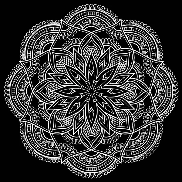 Mandala Desen Beyaz Karalamalar Keyfi Kroki — Stok Vektör