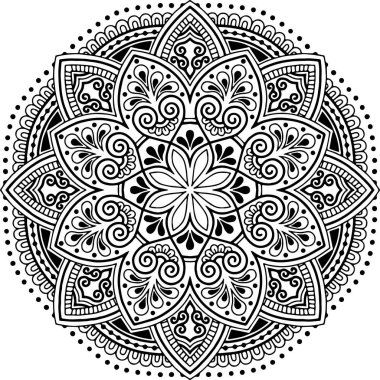 Mandala desen siyah beyaz karalamalar keyfi kroki