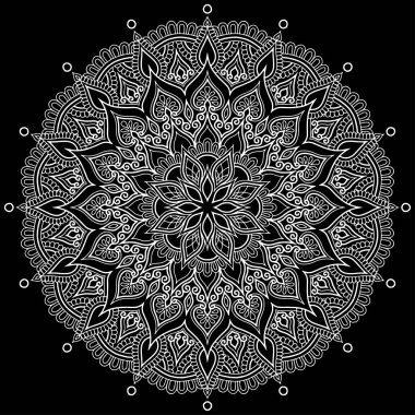 Mandala desen beyaz karalamalar keyfi kroki
